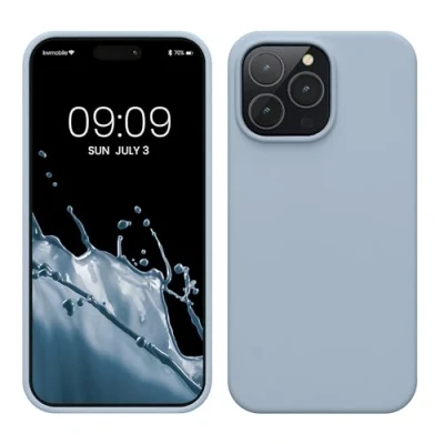 Afbeelding van kwmobile telefoonhoesje geschikt voor Apple iPhone 14 Pro Max Hoesje met siliconen coating Smartphone case in mat lichtblauw