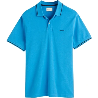 Afbeelding van GANT Tipping Rugger Poloshirt, Heren, Maat: Medium, Hellblau