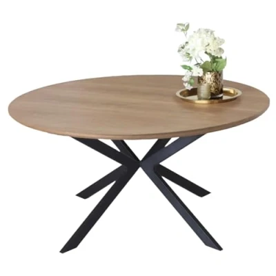 Afbeelding van Eettafel rond Ronsi bruin 140cm ronde tafel