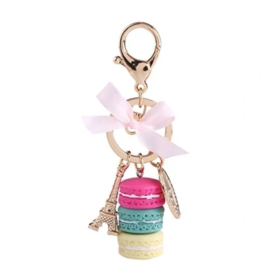 Afbeelding van macaron sleutelhanger legering schattige kleurrijke eiffeltoren hanger auto charme decoratie voor huis kinderen feest Kerstmis, Roos Rood, 15 * 7 2cm