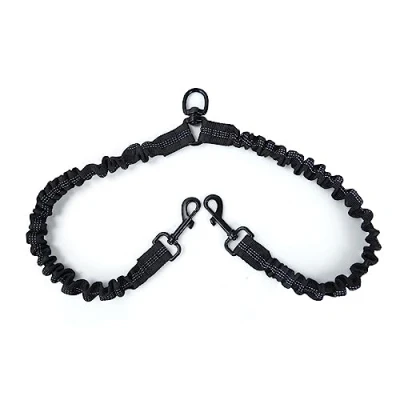 Afbeelding van dubbele hondenlijn, verstelbare bungee reflecterende riem, 360 roterend voor 2 honden, wandeltraining