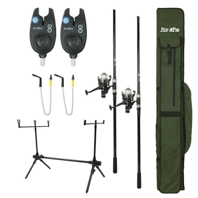 Afbeelding van FISH XPRO Karper Set Pro Improve 2 Rod Karperhengelset Zwart
