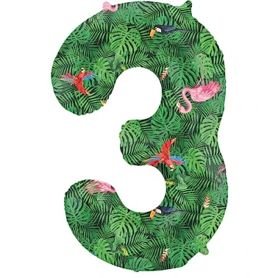 Afbeelding van Folat Folieballon Cijfer 3 Jungle Vibe 86 cm