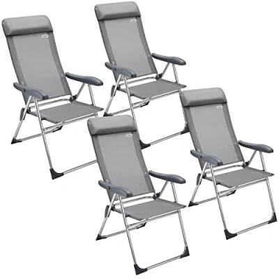 Afbeelding van Deuba Tuinstoelen, klapstoel met hoge rugleuning, aluminium, 4 delige set