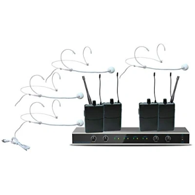 Afbeelding van E Lektron IU 4011H digitaal UHF draadloos microfoon systeem met 4 headset microfoons incl. pocketzender