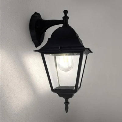 Afbeelding van Ledvion Wandlamp Buitenlamp, Buiten Verlichting, Tuinverlichting, Klassieke Lamp, Vela M, Zwarte E27 Fitting, Aluminium