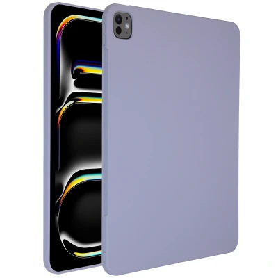 Afbeelding van iPad Pro 13 (2024) M4 Hoes: Accezz Liquid Silicone Backcover met penhouder Backcover,Softcase Lila Siliconen En TPU (zacht) Tablet Hoezen