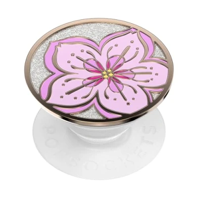 Afbeelding van PopSockets: PopGrip Uittrekbare Greep en Standaard voor Smartphones Tablets met een Verwisselbare PopTop Enamel Glitter Cherry Blossom