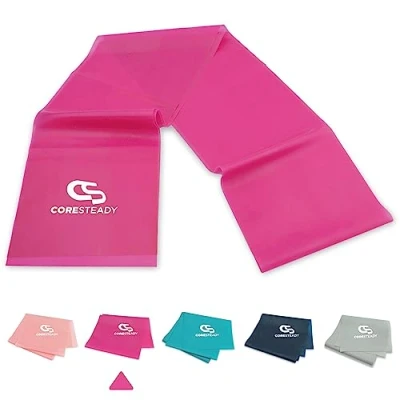 Afbeelding van Coresteady weerstandstherapiebanden Fitnessbanden Voor pilates, yoga, krachttraining Fysiotherapie &amp; revalidatie mannen en vrouwen Trainingsgids inbegrepen (2# MAGENTA/LICHT, 2 meter)