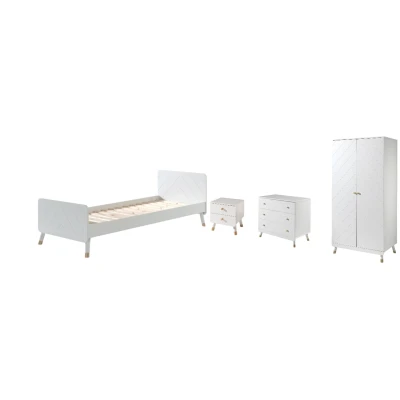 Afbeelding van Deze BILLY combinatie bestaat uit het witte bed (90x200cm), nachtkastje, de 2 deurs kleerkast en commode.