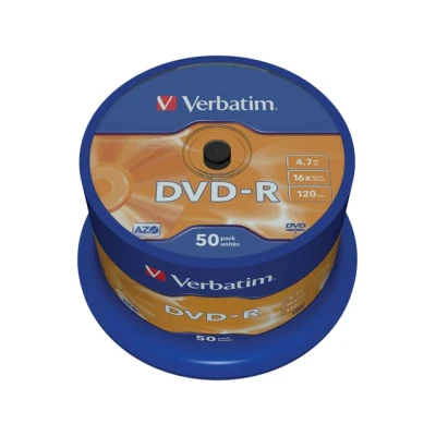 Afbeelding van DVD R 4,7 GB VERBATIM 16x Speed, Matt Silver Surface Cakebox 50 stuks