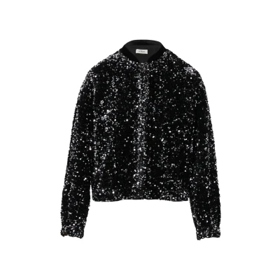 Afbeelding van s.Oliver Black Label MIT Pailletten UND Elastischem SAUM Bomberjacks, Dames, Maat: 32, Schwarz