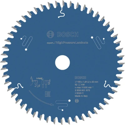 Afbeelding van Bosch Blauw Cirkelzaagblad Expert for High Pressure Laminate 168x20x1,8/1,2 mm, T52 2608901875