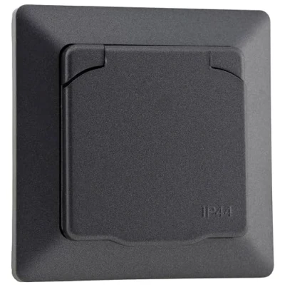 Afbeelding van MILOS contactdoos met deksel IP44 antraciet frame