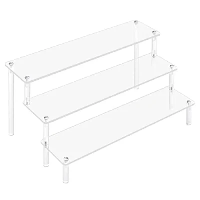 Afbeelding van Sarsumir acryl displaystandaard, 3 traps transparant display, riser, display voor figuren, cupcake, nagellak, specerijen, parfum (30 x 20 15 cm)