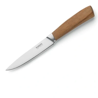 Afbeelding van Kuppels Multifunctioneel mes WOOD lemmetlengte 12 cm scherp keukenmes met acaciahouten handvat lemmet van gehard roestvrij staal voor nauwkeurig snijden groentemes