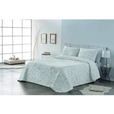 Afbeelding van VIALMAN Sofia 29 Eenpersoonsbed, lichte sprei met kasjmier design, paisley 180 x 270 cm, bedsprei en banksprei, wit