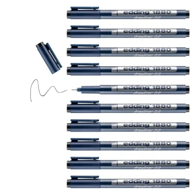 Afbeelding van edding 1880 drawliner 0.2 zwart 10ST 0,3 mm / 4 188002001