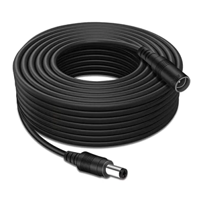 Afbeelding van Tonton 5 m stroomverlengkabel, aansluitkabel DC 5,5 mm x 2,1 DC/gelijkstroom, 15 ft connectorkabel, verdeler mannelijk naar vrouwelijk voor voeding/bewakingscamera enz. (zwart)