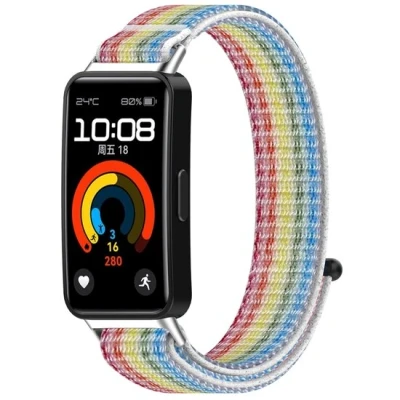 Afbeelding van Sport loop nylon bandje Multicolor regenboog Huawei Band 10 / 9 8