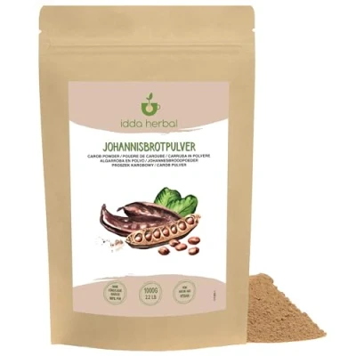 Afbeelding van IDDA Herbal Carob Powder Dunkel (1 kg) Johannisbrotmark Gedroogd en gemalen Johannisbrot bloem 100% natuurlijke pure Johannis Bread Vegan