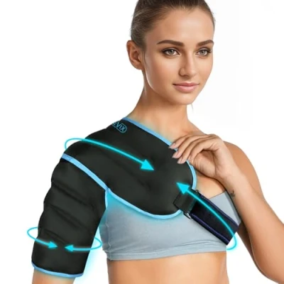 Afbeelding van REVIX 3D Naaien Schouder Ice Pack Wrap voor betere pasvorm en aantrekken, ijspakken schouderblessures Herbruikbaar, warm koud kompres pijnverlichting, zwelling, tendinitis chirurgie