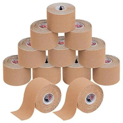Afbeelding van ALPIDEX Kinesiologie Tape 1/3/ 6/12 rollen Veel kleuren 5 m x cm Toepassingsfolder Elastisch Waterdicht Huidvriendelijk Fysio Spier Set, Kleur:Beige, Aantal stuks:12