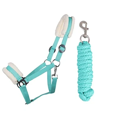 Afbeelding van ARBO INOX Halsterset starter met kunstbont halster en geleidbreiwerk (Mini Sheetty, turquoise)