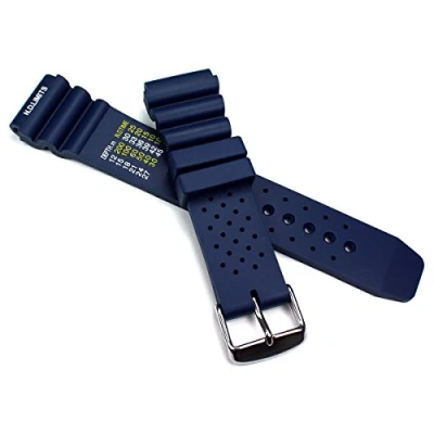 Afbeelding van 24 mm blauw KAUTSCHUK SILICONEN ARMBAND DIVER gesp met golven in en zwart