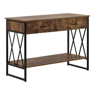 Afbeelding van Beliani AYDEN Consoletafel Donkere houtkleur MDF, Vezelplaat