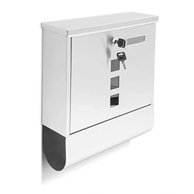 Afbeelding van Relaxdays Brievenbus rvs met krantenhouder muurbrievenbus wandmodel 2 sleutels