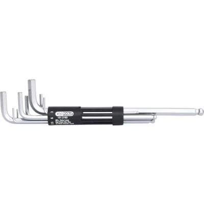 Afbeelding van KS Tools 151.2180 3in1 Stiftsleutelset binnenzeskant, met kogelkop, extra lang, 8 dlg