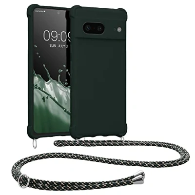 Afbeelding van kwmobile telefoonhoesjegeschikt voor Google Pixel 7 Hoesje van siliconen met telefoonkoord In mosgroen