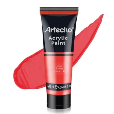 Afbeelding van Artecho professionele acrylverf, Scharlaken rood (120 ml/4 oz) buizen, kunst ambachtelijke verven voor canvasschilderen, steen, hout, stof, kunstbenodigdheden kunstenaars