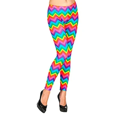 Afbeelding van Widmann Leeuw &amp; Tijger Luipaard Panter Kostuum 80s Legging Jungle Disco Geel, Groen Small / Medium Carnavalskleding Verkleedkleding