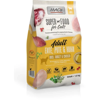 Afbeelding van MAC’s Superfood Kattenvoer Droogvoer Eend, kalkoen en kip 1,5kg Kattenbrokken