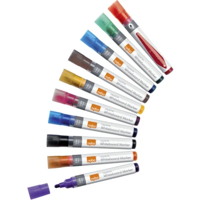 Afbeelding van Viltstift Nobo whiteboard Liquid ink rond assorti 3mm 10st