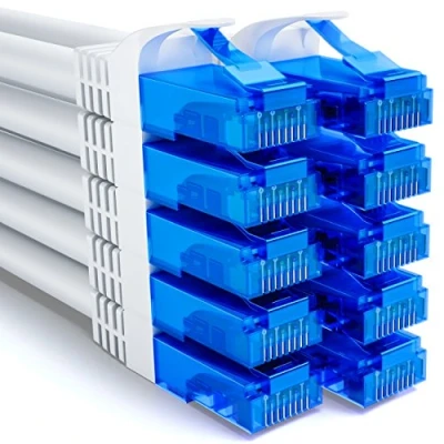 Afbeelding van deleyCON 10x 1m CAT6 Netwerkkabelset U UTP RJ45 CAT 6 LAN Kabel Patchkabel Ethernetkabel DSL Switch Router Modem Repeater Patchpanel Wit