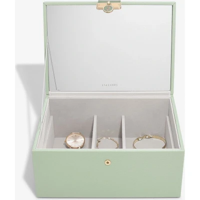 Afbeelding van STACKERS GREEN Luxe juwelendoos juwelenkistje sieradendoos spiegel