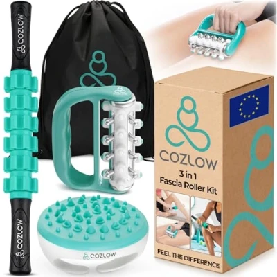 Afbeelding van 3 in 1 Fascia Roller Kit, helpt de verschijning van cellulitis te verminderen en bloedsomloop verhogen, fasciastimulators voor dijen, heupen, armen lichaam Cozlow