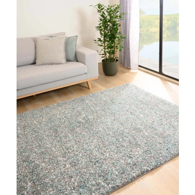 Afbeelding van Hoogpolig Tapijt/Vloerkleed Gemêleerd Blend Blauw/grijs 80x150 Cm