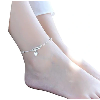 Afbeelding van N3 Collecties 925 Sterling Zilveren Glanzende Kettingen Met Hart Hanger Enkelband Voor Vrouwen