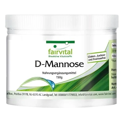 Afbeelding van Fairvital D Mannose 150 g poeder met vitamine B2 riboflavine 100% puur en veganistisch hoog gedoseerd op kwaliteit getest Made in Germany
