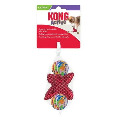 Afbeelding van Kong Cat Active Jacks Stuiterbal Multipack Met Catnip Rood