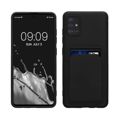 Afbeelding van kwmobile telefoonhoesje compatibel met Samsung Galaxy A51 hoesje Case pasjeshouder Smartphone cover in zwart
