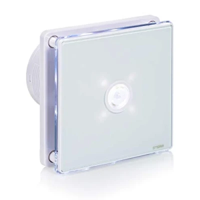 Afbeelding van STERR Wit Badkamerventilator 100 mm met LED + PIR Stille Moderne