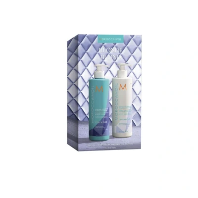 Afbeelding van Blonde Perfecting Purple shampoo &amp; conditioner in een halve literset van Moroccanoil