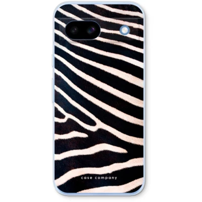 Afbeelding van Case Company® hoesje geschikt voor Google Pixel 8a Zebra Soft Cover Telefoonhoesje Bescherming aan alle Kanten en Schermrand