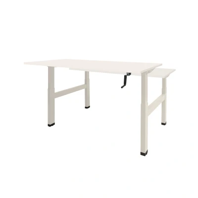 Afbeelding van Dextro zit/sta hoogte slinger verstelbare Duo werkplek, bladmaat 2 x 120 80 cm., frame kleur wit RAL 9010 blad 25 mm. melamine Krijtwit