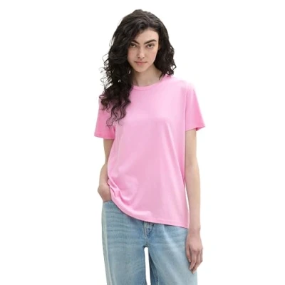 Afbeelding van TOM TAILOR Denim Basic T shirt voor dames met print, 31646 Soft Summer Pink, XS